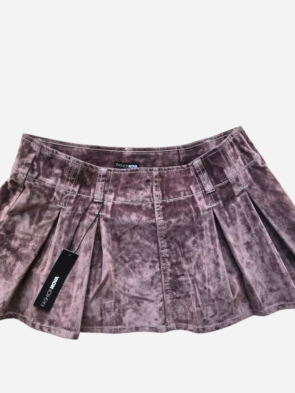 Fashion Nova Velvet Pleated Mini Skirt in Brown